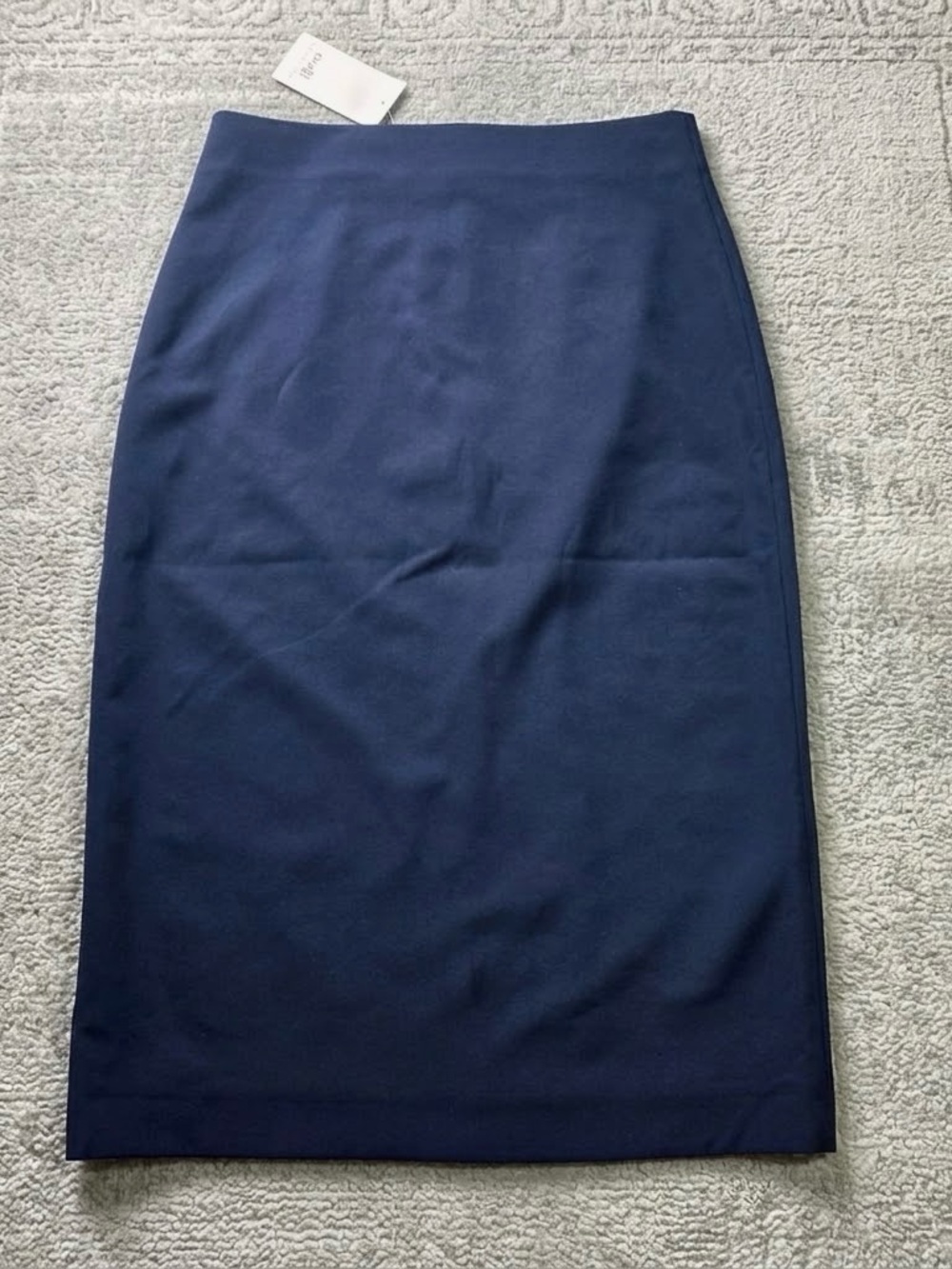 NWT oodji Collection Navy Blue Pencil Midi Skirt Rear Zip Back Vent Size XL